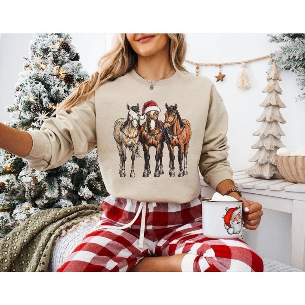 Christmas Horses Sweatshirt - Picture 1 of 4